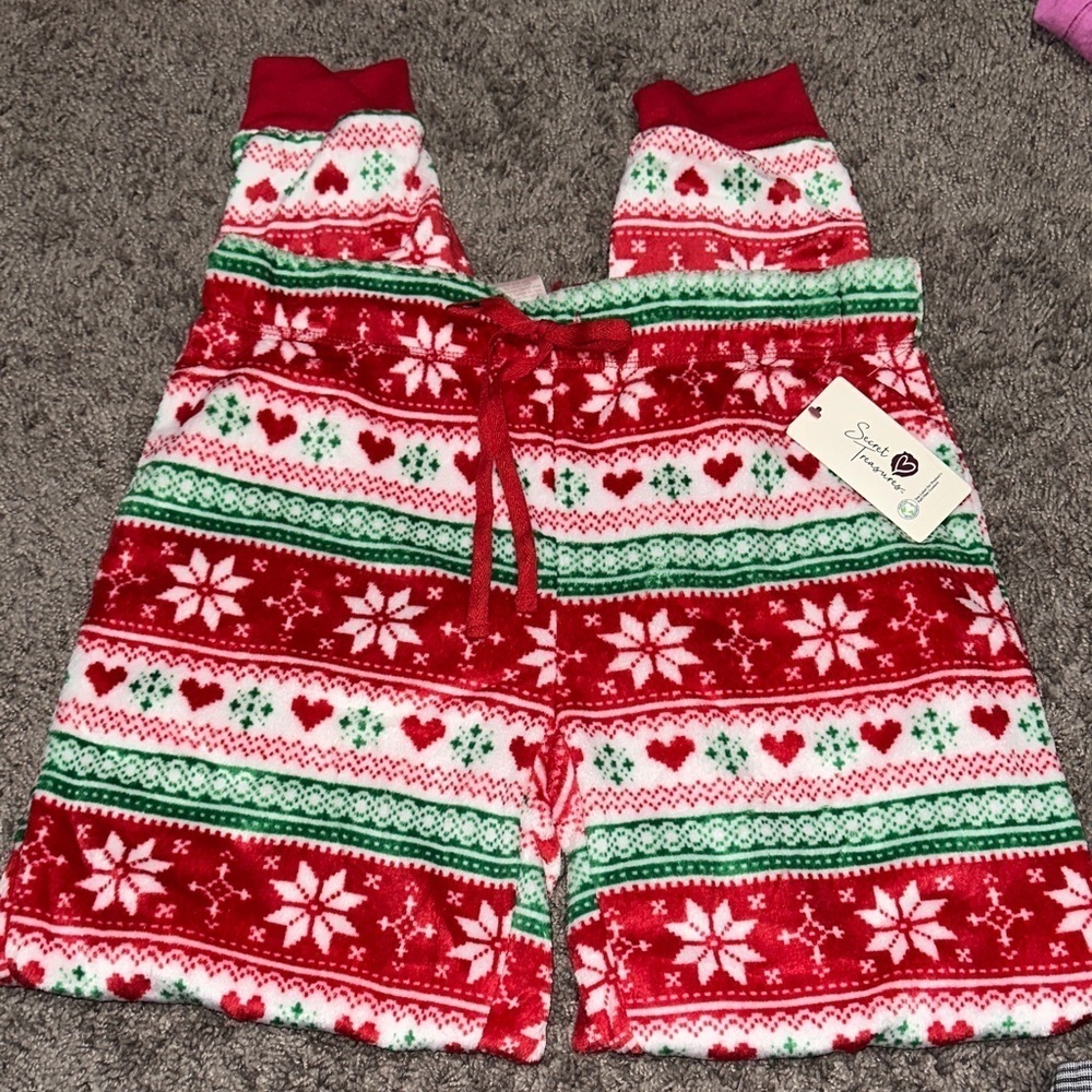 Secret Treasures Festive Red and Green Kids Pajama Bottoms